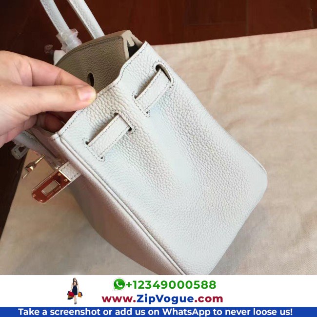 Hermes Pearl Grey Clemence Birkin 30cm Lushentic AAAAA Grade Replica - Image 4