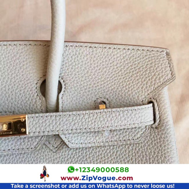Hermes Pearl Grey Clemence Birkin 30cm Lushentic AAAAA Grade Replica - Image 5