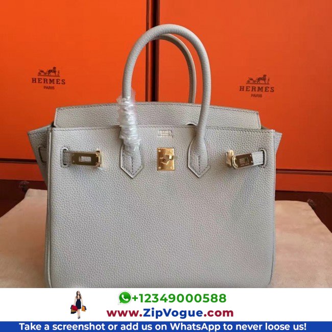 Hermes Pearl Grey Clemence Birkin 30cm Lushentic AAAAA Grade Replica - Image 7