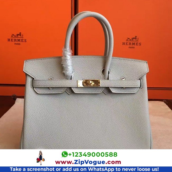 Hermes Pearl Grey Clemence Birkin 30cm Lushentic AAAAA Grade Replica