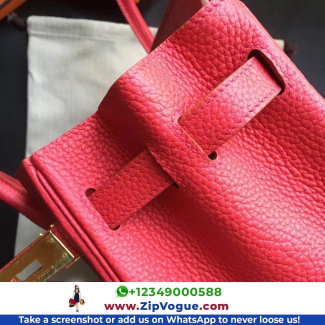Hermes Red Clemence Birkin 35cm Lushentic AAAAA Grade Replica - Image 4