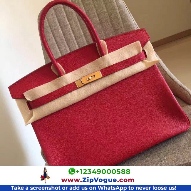 Hermes Red Clemence Birkin 35cm Lushentic AAAAA Grade Replica