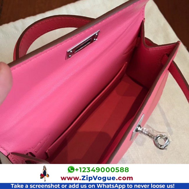 Hermes Rose Lipstick Chevre Kelly Mini II 20cm Lushentic AAAAA Grade Replica - Image 2