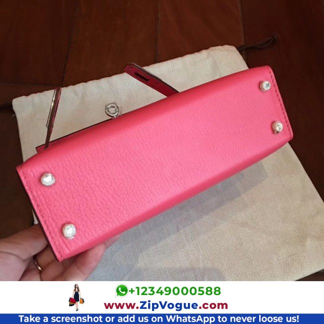 Hermes Rose Lipstick Chevre Kelly Mini II 20cm Lushentic AAAAA Grade Replica - Image 3