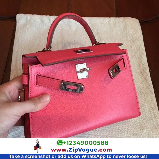 Hermes Rose Lipstick Chevre Kelly Mini II 20cm Lushentic AAAAA Grade Replica - Image 4