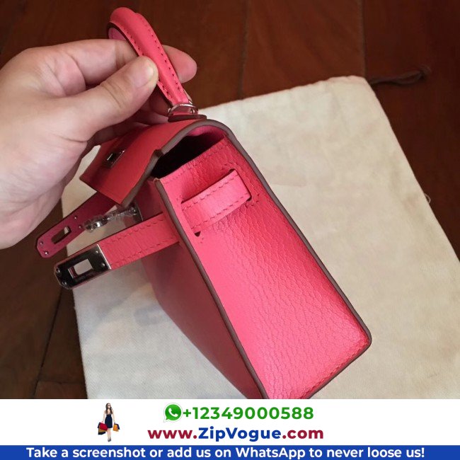 Hermes Rose Lipstick Chevre Kelly Mini II 20cm Lushentic AAAAA Grade Replica - Image 5