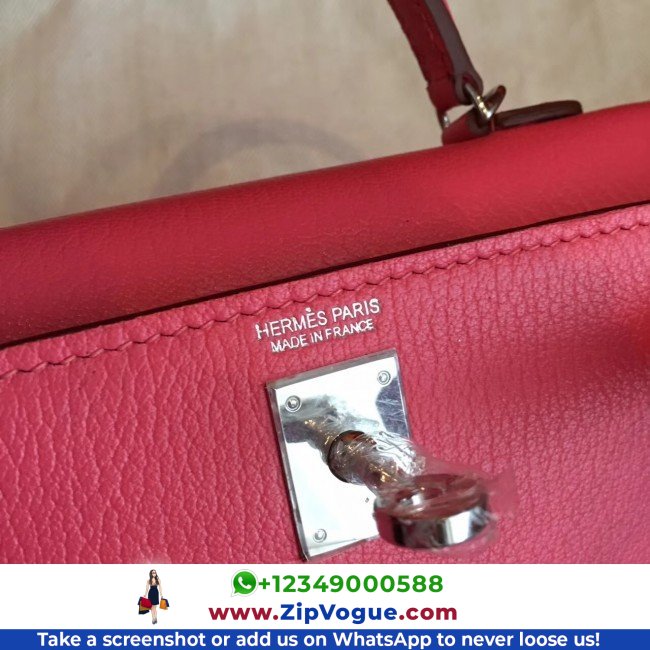 Hermes Rose Lipstick Chevre Kelly Mini II 20cm Lushentic AAAAA Grade Replica - Image 6