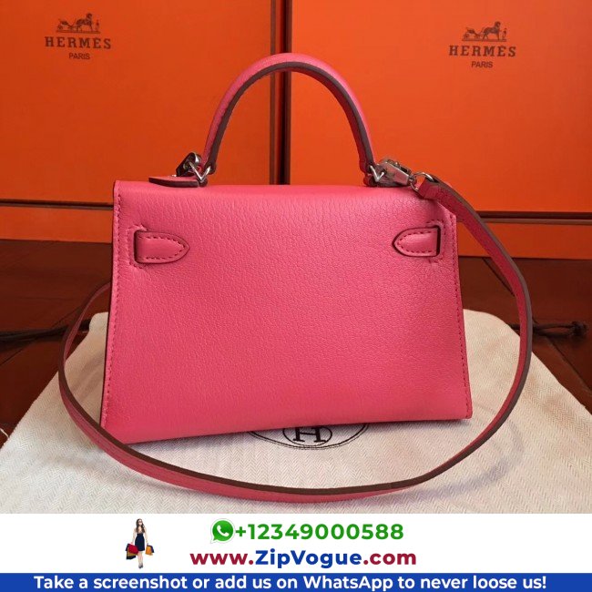 Hermes Rose Lipstick Chevre Kelly Mini II 20cm Lushentic AAAAA Grade Replica - Image 7
