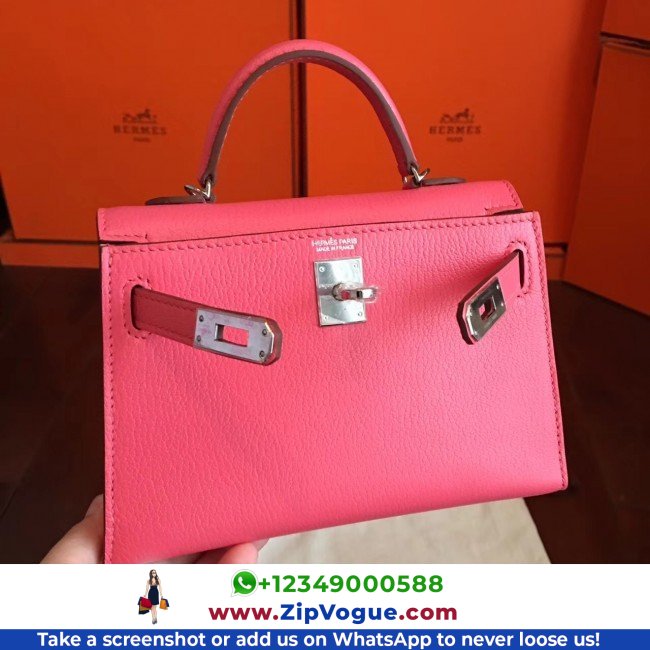 Hermes Rose Lipstick Chevre Kelly Mini II 20cm Lushentic AAAAA Grade Replica - Image 8