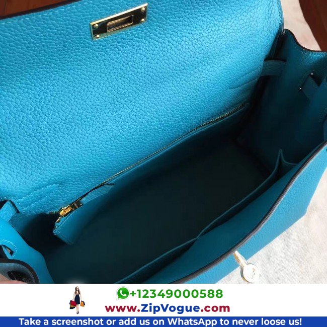 Hermes Turquoise Clemence Kelly Retourne 28cm Lushentic AAAAA Grade Replica - Image 5