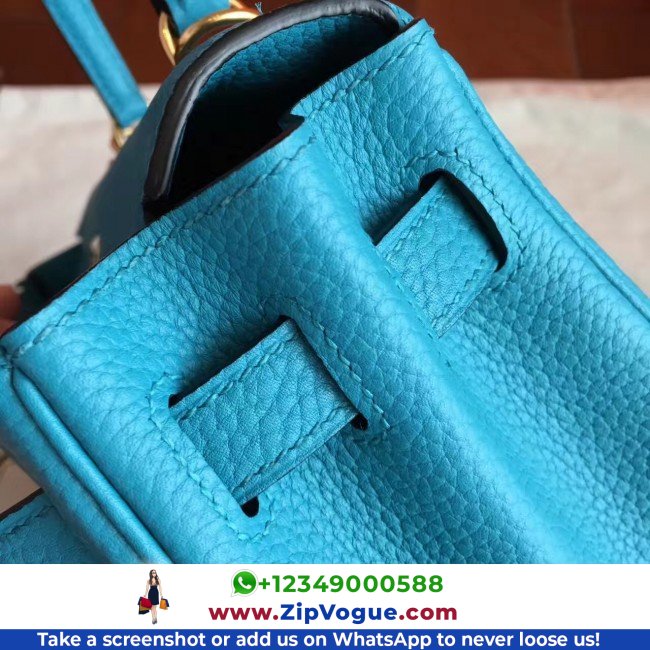 Hermes Turquoise Clemence Kelly Retourne 28cm Lushentic AAAAA Grade Replica - Image 8