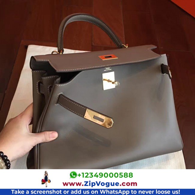Hermes Etoupe Swift Kelly Retourne 32cm Lushentic AAAAA Grade Replica - Image 3
