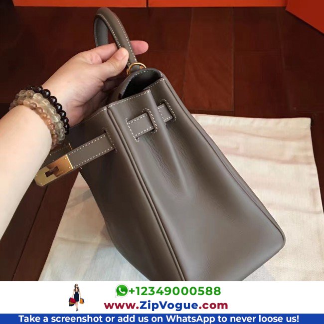 Hermes Etoupe Swift Kelly Retourne 32cm Lushentic AAAAA Grade Replica - Image 4