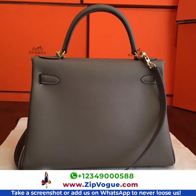 Hermes Etoupe Swift Kelly Retourne 32cm Lushentic AAAAA Grade Replica - Image 6