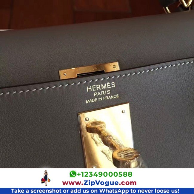 Hermes Etoupe Swift Kelly Retourne 32cm Lushentic AAAAA Grade Replica - Image 7