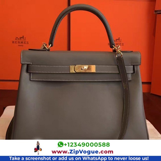 Hermes Etoupe Swift Kelly Retourne 32cm Lushentic AAAAA Grade Replica - Image 8