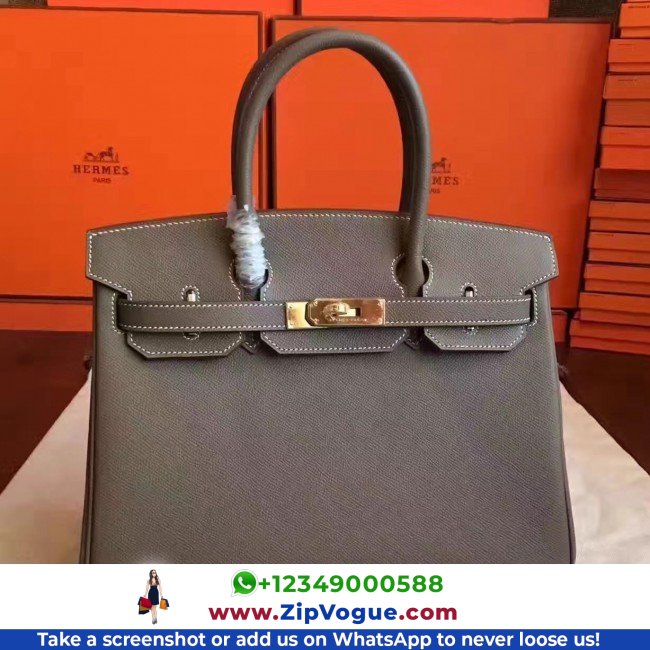 Hermes Etoupe Epsom Birkin 30cm Lushentic AAAAA Grade Replica