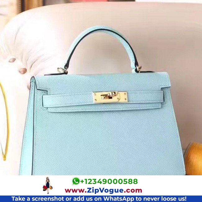 Hermes Blue Zephyr Epsom Kelly Mini II 20cm Lushentic AAAAA Grade Replica