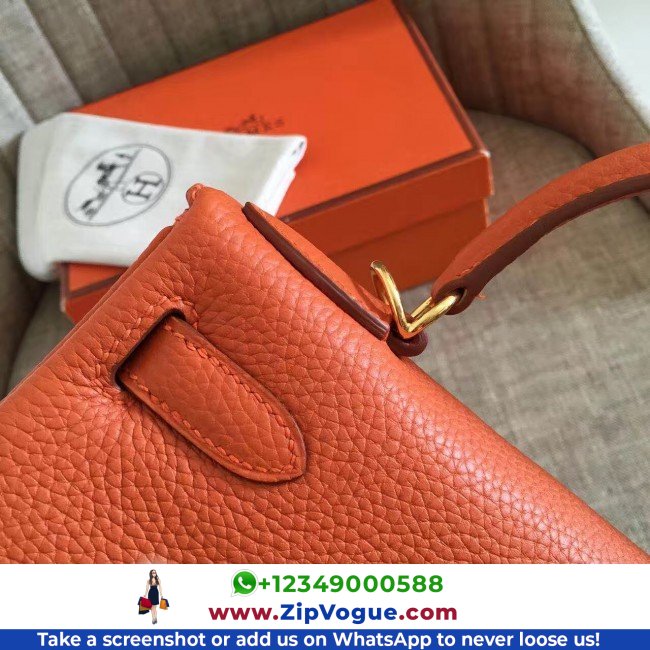 Hermes Orange Clemence Kelly Retourne 28cm Lushentic AAAAA Grade Replica - Image 6