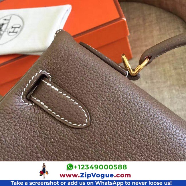 Hermes Etoupe Clemence Kelly Retourne 32cm Lushentic AAAAA Grade Replica - Image 3