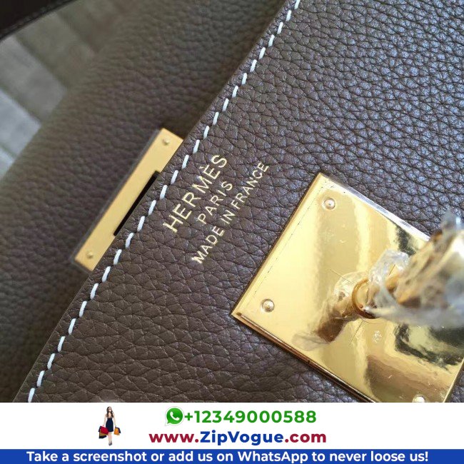 Hermes Etoupe Clemence Kelly Retourne 32cm Lushentic AAAAA Grade Replica - Image 6