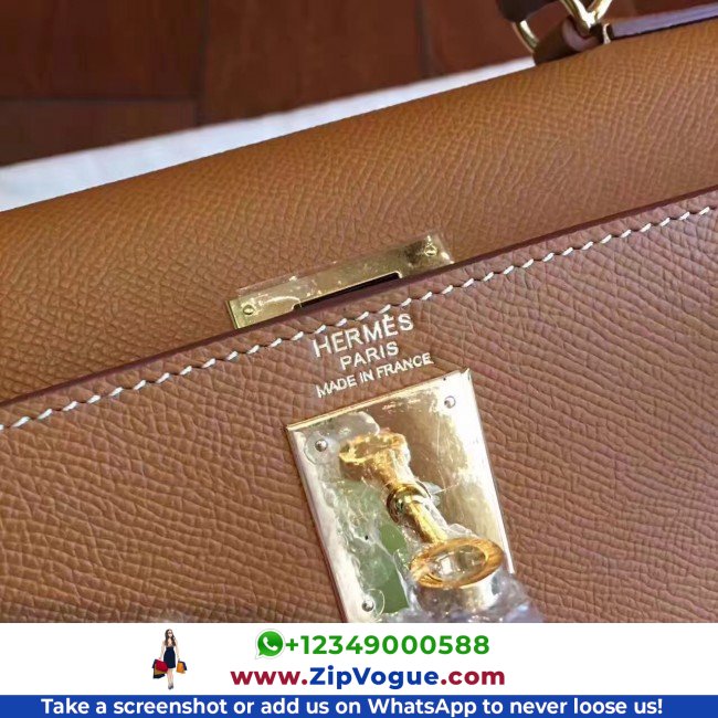 Hermes Brown Epsom Kelly Sellier 28cm Lushentic AAAAA Grade Replica - Image 3