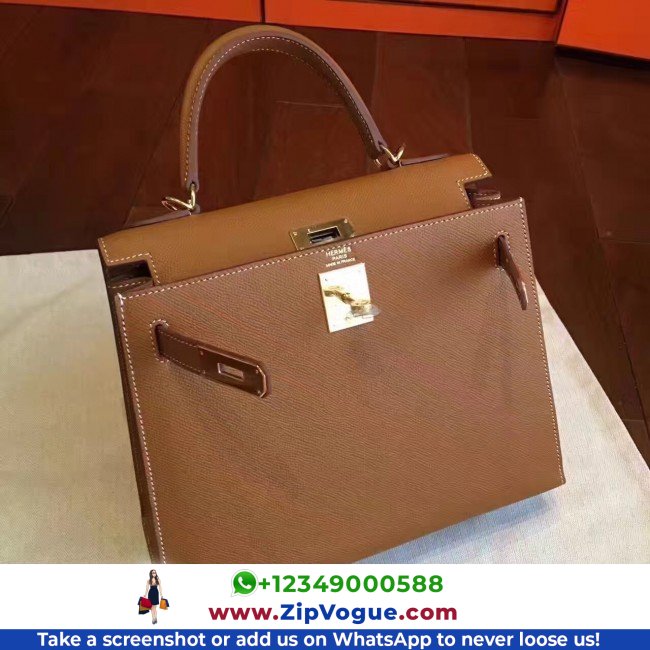 Hermes Brown Epsom Kelly Sellier 28cm Lushentic AAAAA Grade Replica - Image 6